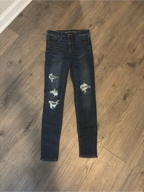 American Eagle Outfitters Navy Distressed Skinny Jeans